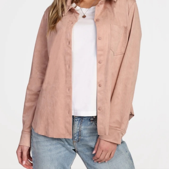 Dylan Faux Suede Long Sleeve Shacket - Picture 2 of 14